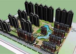 商业住宅小区混搭建筑设计SU(草图大师)模型