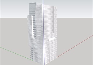 详细的现代办公高层建筑楼设计SU(草图大师)模型