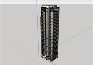 某详细的高层住宅楼体建筑SU(草图大师)模型