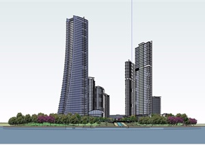 商业+高层住宅及景观设计SU(草图大师)模型