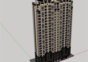 高层详细的居住建筑楼SU(草图大师)模型