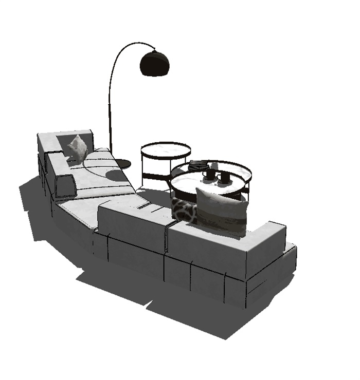现代客厅软装详细su沙发设计(1)