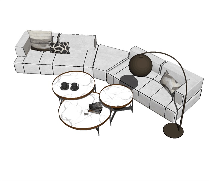 现代客厅软装详细su沙发设计(3)