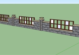 独特详细的矮墙围墙设计SU(草图大师)模型