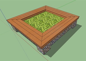 现代正方形详细的树池设计SU(草图大师)模型