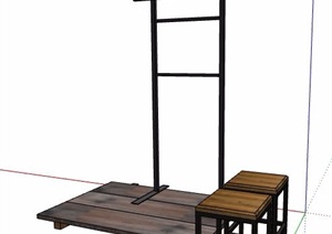 木制指示牌及坐凳素材SU(草图大师)模型
