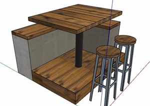 卡座桌凳组合设计SU(草图大师)模型