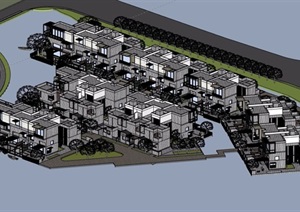 某三层别墅小区住宅建筑SU(草图大师)模型