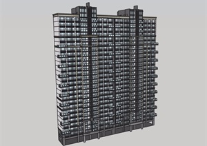 详细完整的居住小区楼高层设计SU(草图大师)模型