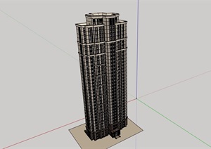 新古典风格详细的高层居住楼设计SU(草图大师)模型
