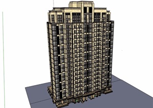 新古典详细的高层居住楼SU(草图大师)模型
