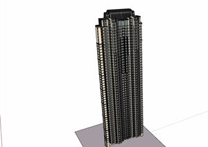 新古典风格详细完整的小区高层住宅楼SU(草图大师)模型