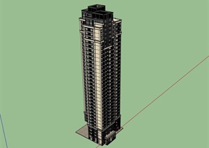 现代详细完整高层住宅楼设计SU(草图大师)模型