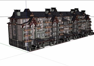 欧式整体的详细住宅楼设计SU(草图大师)模型