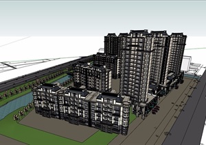 欧式多层及高层住宅建筑楼设计SU(草图大师)模型