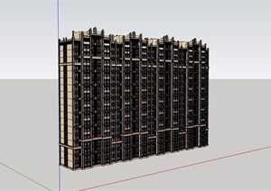 新古典风格详细的高层居住小区楼设计SU(草图大师)模型
