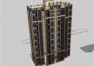 新古典高层居住小区楼建筑SU(草图大师)模型