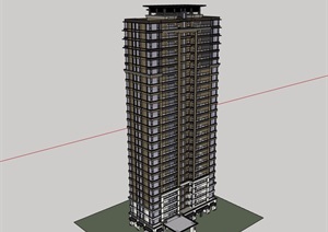 居住小区高层详细的建筑楼SU(草图大师)模型