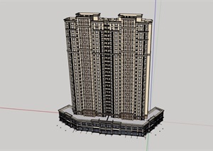高层商业住宅新古典建筑楼设计SU(草图大师)模型