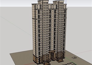 新古典详细的居住小区建筑楼SU(草图大师)模型