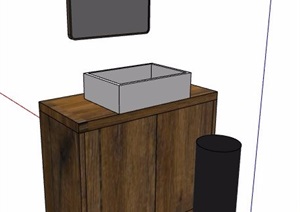木制盥洗台洗浴柜设计SU(草图大师)模型
