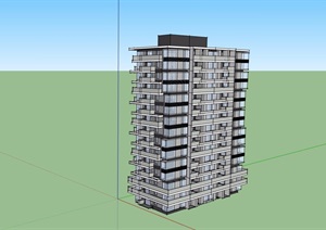 15层住宅建筑楼建筑SU(草图大师)模型