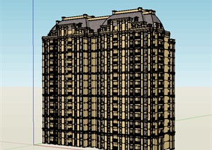 法式高层住宅精细SU(草图大师)模型设计