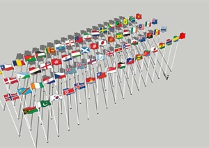 世界主要国家国旗SU(草图大师)模型组合