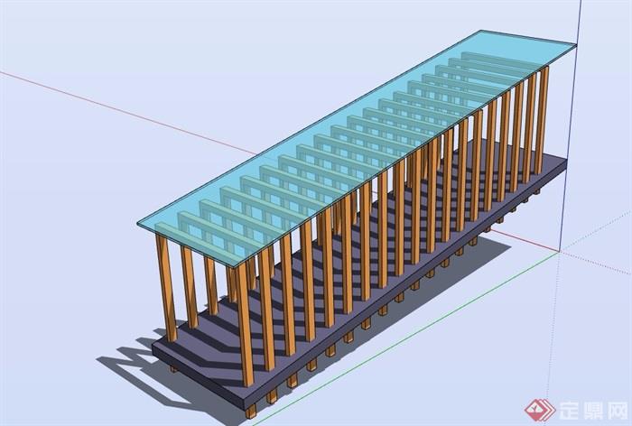 详细的玻璃廊架素材设计su模型