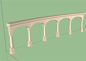 简欧风格景观墙设计SU(草图大师)模型