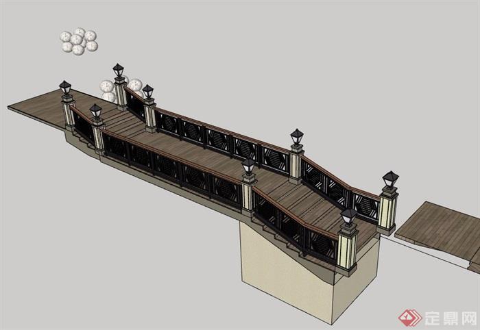 简欧风格详细的栏杆园桥设计su模型
