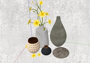 详细完整的装饰花瓶素材设计SU(草图大师)模型