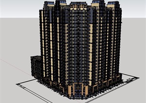 高层详细的高层商业住宅小区楼SU(草图大师)模型