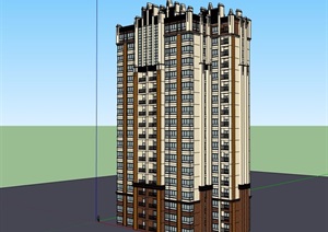 某详细的高层完整住宅建筑楼设计SU(草图大师)模型