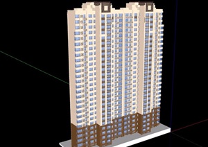 新古典风格详细的小区高层建筑SU(草图大师)模型