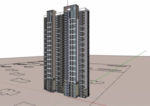 详细的居住小区建筑楼设计SU(草图大师)模型