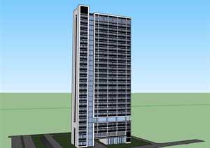 高层的详细居住建筑楼设计SU(草图大师)模型
