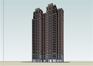 详细经典完整的居住小区楼设计SU(草图大师)模型