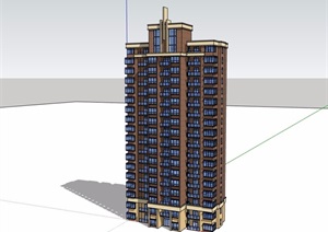 详细的经典高层居住小区建筑楼SU(草图大师)模型