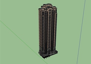 新古典风格详细高层居住建筑楼SU(草图大师)模型