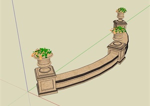 园林景观坐凳花钵素材设计SU(草图大师)模型