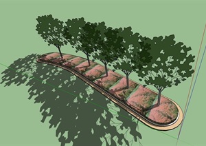 某种植树池花池素材设计SU(草图大师)模型
