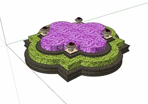 独特的花坛花池详细景观设计SU(草图大师)模型