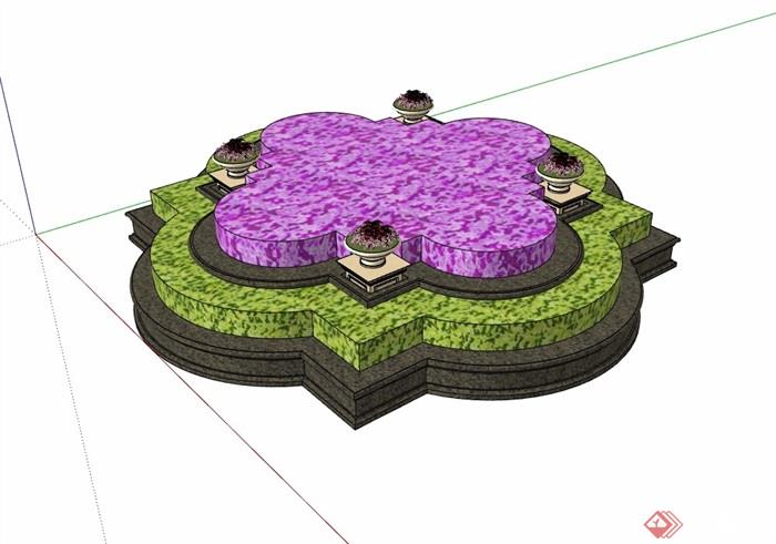 独特的花坛花池详细景观设计su模型