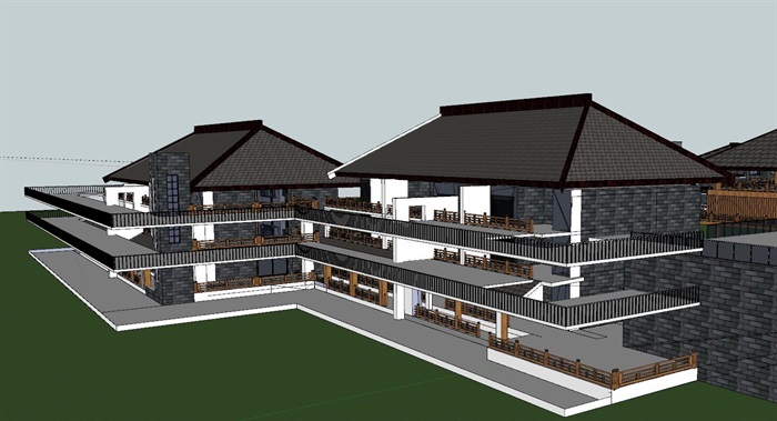 中式古建筑民居SU模型(4)