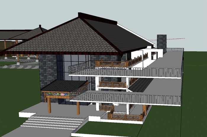 中式古建筑民居SU模型(3)