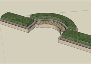 种植花池及坐凳设计SU(草图大师)模型