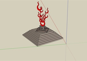 火焰雕塑小品素材设计SU(草图大师)模型