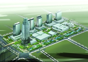 某城市商业文化中心区设计效果图