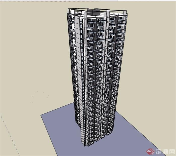 某详细的高层居住建筑楼su模型
